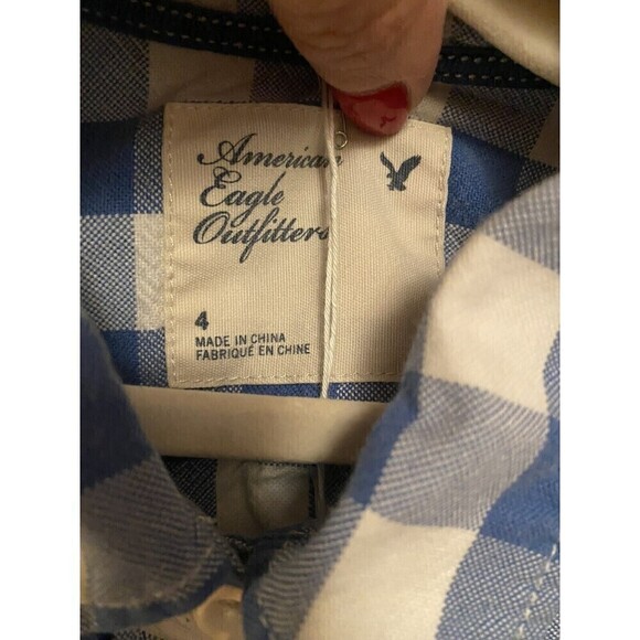 Boys Blue & White Plaid Button Down Top. Sz.4 - Picture 3 of 3